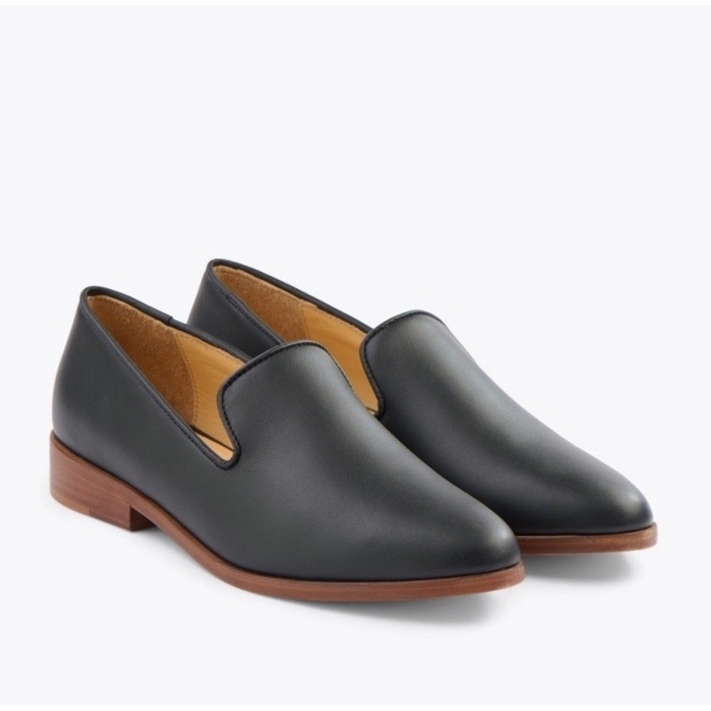 Nisolo Everyday Slip-On Leather Loafers Shoes Women's Size 7 Black Preppy Casual